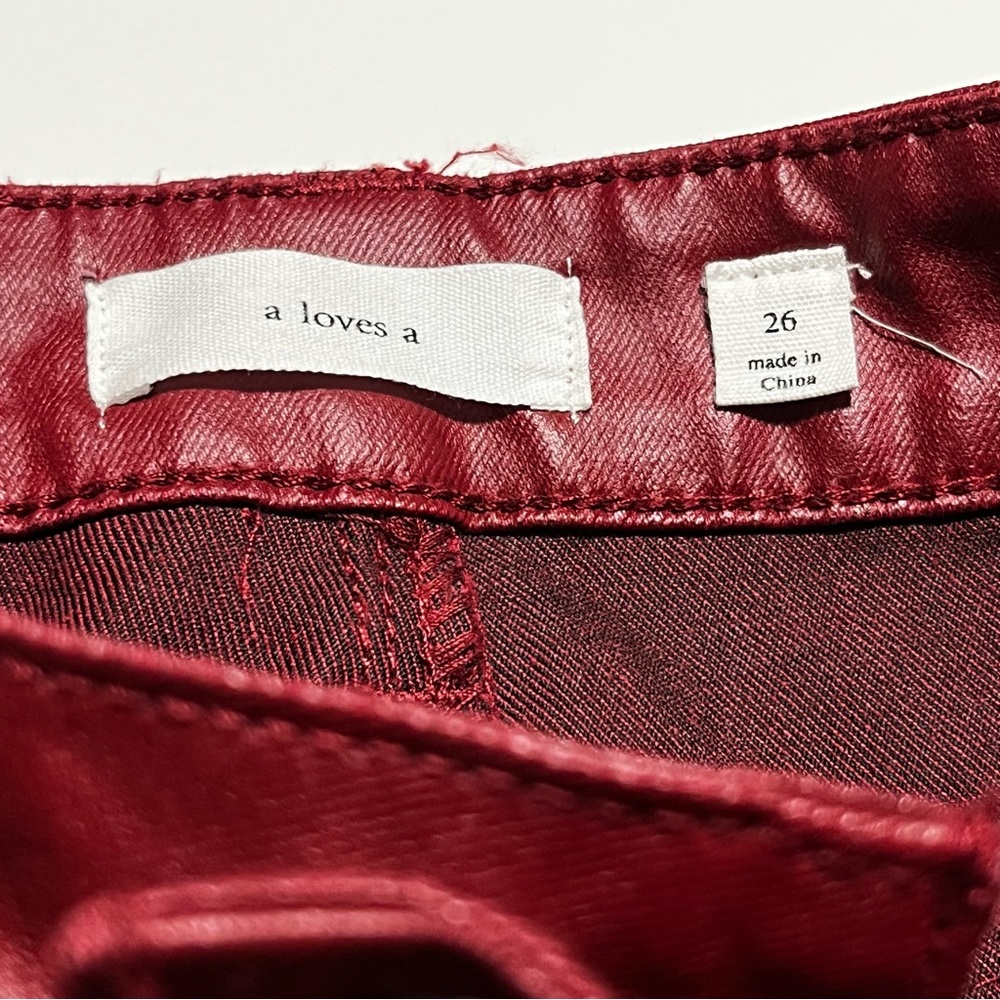 A loves A Womens Size 26 Red Merlot High Rise Ankle Skinny Coated Denim Pant NEW - Picture 2 of 11